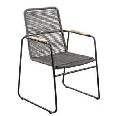 Afbeelding van Wasabi stackable dining chair alu black/rope dark grey Yoi