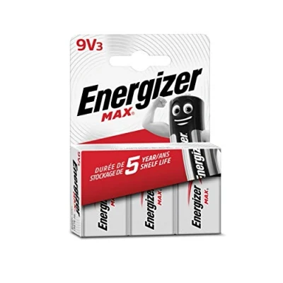 Image de Energizer Max Lot de 3 piles alcalines 9 V Alimentation fiable pour alarmes incendie, décorations, radios, jouets Emballage 100% recyclable sans plastique Durée vie 5 ans