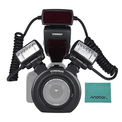 Afbeelding van YONGNUO YN24EX E TTL Macro Speedlite 5600K + 2 flitskoppen 4 ringen adapter voor Canon EOS 6D 1Dx 5D3 7D 70D 80D camera&#039;s