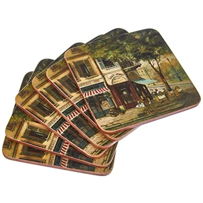 Afbeelding van Pimpernel 63 D3423 Box 6 Onderzetters Vierkant Parijse Scènes