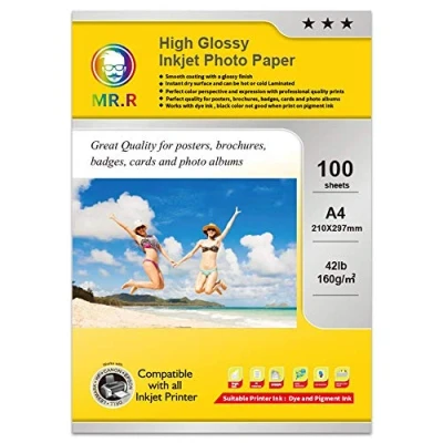 Afbeelding van MR.R 100 vellen inkjet fotopapier 160 g/m² glanzend DIN A4 210 x 297 mm