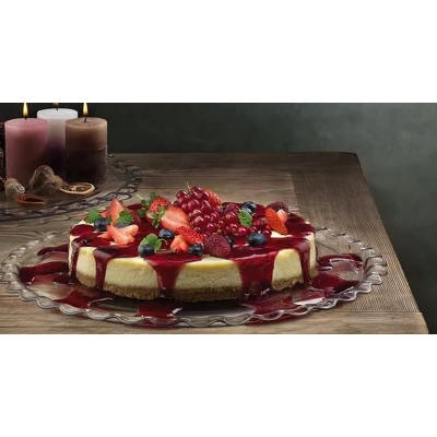 Afbeelding van Pasabahce Taartplateau Op Blauwe Voet Glas 32cm rood