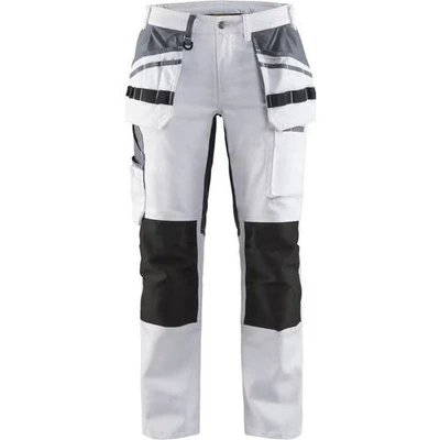 Image de Pantalon peintre stretch femme blanc/noir