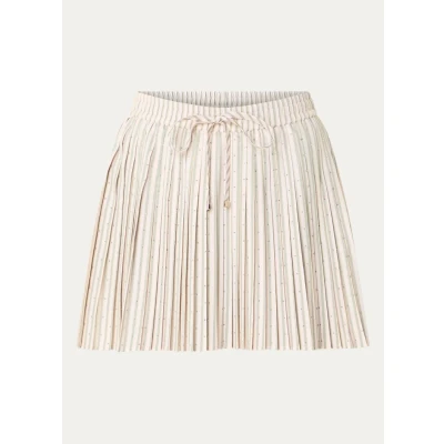 Afbeelding van Sandro dames Mini rok met plissé en strass in de kleur Creme, maat: 34