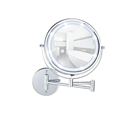 Afbeelding van WENKO 5 x vergrotende spiegel met Lumi telescopische arm, led make upspiegel zonder boren Power Loc®, Ø 17,5 cm, staal, 25,5 32 4 35 verchroomd
