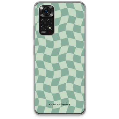 Afbeelding van Case Company® hoesje geschikt voor Xiaomi Redmi Note 11 Grid Groen Soft Cover Telefoonhoesje Bescherming aan alle Kanten en Schermrand