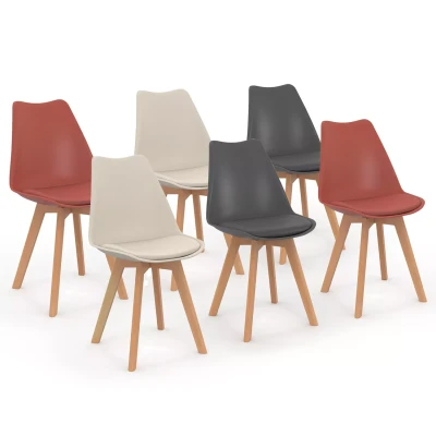 Image de Lot de 6 chaises scandinaves SARA mix color gris foncé x2, terracotta beige x2
