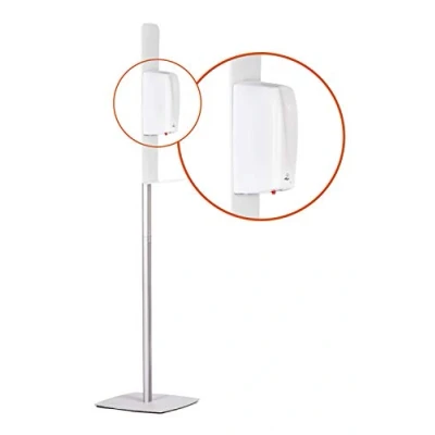 Afbeelding van MOOR hygiëne stand met automatische gel dispenser desinfectie zuil handsfree paal station