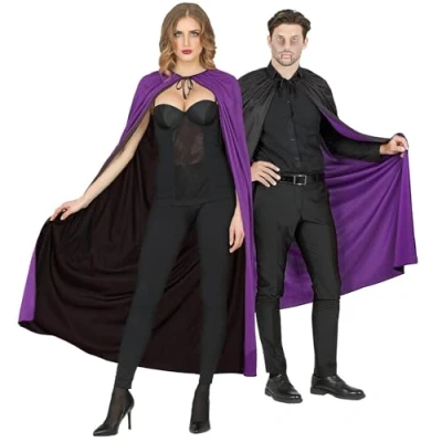 Afbeelding van Widmann Vampier &amp; Dracula Kostuum Omkeerbare Cape Goochelaar 130cm, Zwart / Paars Paars, One Size Halloween Verkleedkleding