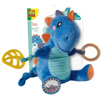 Afbeelding van SES Tiny Talents Tex Sensory T rex stimuleert zintuigen lekker zacht baby speelgoed