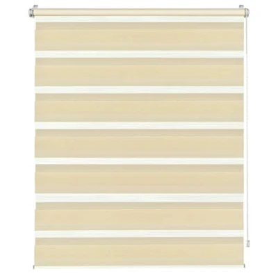 Afbeelding van Gardinia Duo voor klemmen, zijrolgordijn, transparante en ondoorzichtige strepen, alle montageonderdelen inbegrepen, polyester, beige, 70 x 150 cm