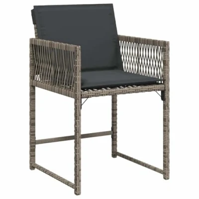 Afbeelding van Tuinstoelen 4 st met kussens poly rattan grijs