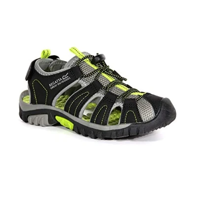 Afbeelding van Regatta Westshore&#039; Beschermende Teenbumper Water Friendly EVA Voetbed Slip Resistant Outsole Sandalen Sport Uniseks Kinderen, black blk limegrn 03y