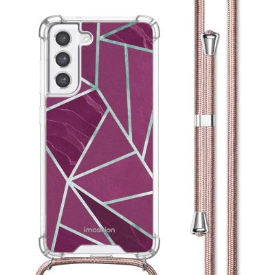 Afbeelding van imoshion Hoesje Geschikt voor Samsung Galaxy S21 FE met Koord Design Meerkleurig / Bordeaux Graphic