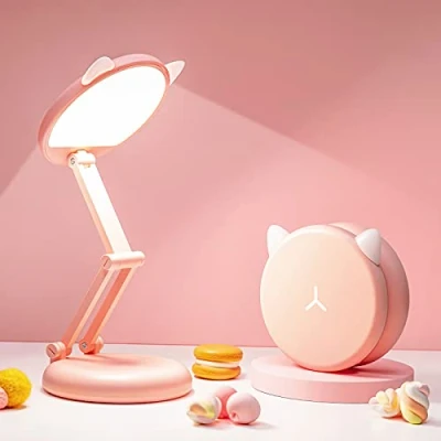 Afbeelding van One Fire Bureaulamp voor kinderen, 9 helderheidsniveaus, Kawaii, leeslamp opvouwbaar en draagbaar, 3600 mAh, bedlampje Kawaii leeslamp, lamp