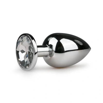 Afbeelding van Zilveren Metalen Buttplug Met Kristal Levensecht Gevoel
