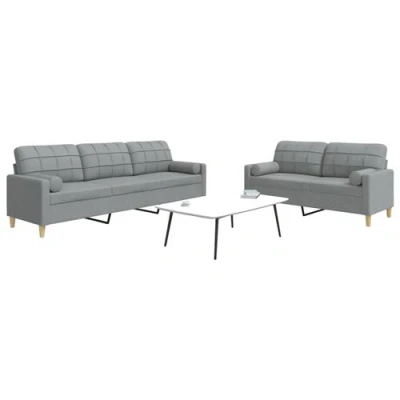Afbeelding van vidaXL 2 delige Loungeset met sierkussens stof lichtgrijs