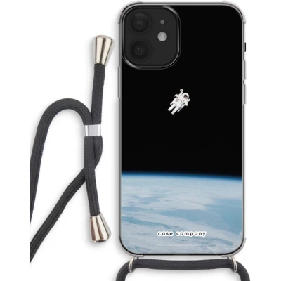 Afbeelding van Case Company® hoesje met Koord geschikt voor iPhone 12 mini Alone in Space Telefoonhoesje Zwart Extra Bescherming aan alle Kanten en Over de Schermrand