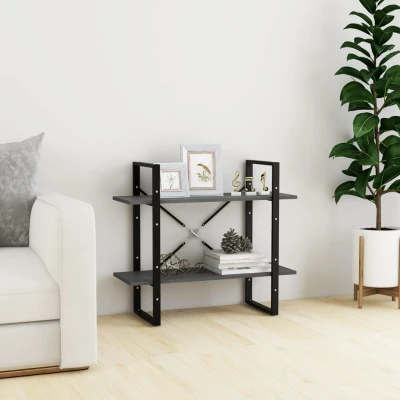 Afbeelding van Boekenkast met 2 schappen 80x30x70 cm massief grenenhout grijs