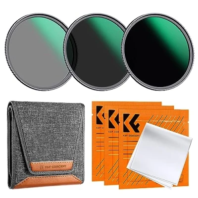 Afbeelding van K&amp;F Concept 67 mm ND8 ND64 ND1000 lensfilterset, lensreinigingsdoekje met neutrale dichtheid, filtertas en accessoires compatibel spiegelreflexcamera&#039;s