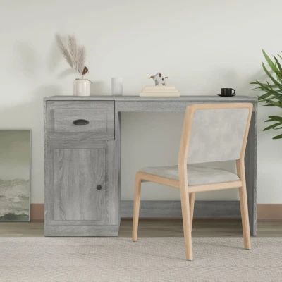 Afbeelding van Bureau met lade 115x50x75 cm bewerkt hout grijs sonoma eiken