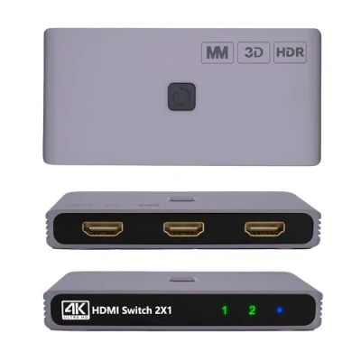 Afbeelding van MMOBIEL HDMI Switch 4K 60Hz 2 in 1 Out Bidirectionele Switcher Splitter HDR, 3D Hub voor TV, Monitor etc. Geschikt Apple Xbox, PS5/4 enz. scherm tegelijk Aluminium