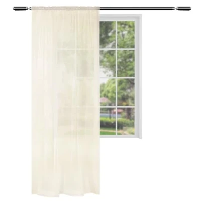 Afbeelding van Rootz Transparant Gordijn Draperie Raambekleding Linnenlook Drape Voile Schaduw Zand 140x225cm