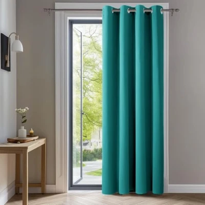 Afbeelding van Deconovo warmte isolerende verduisterende gordijnen, gordijnen voor woonkamer en slaapkamer, modern ontwerp met oogjes, 140x290 CM (breedte x hoogte), turkoois, 1delig