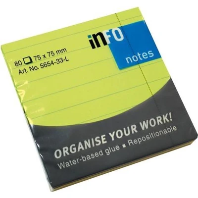 Afbeelding van Info Notes 75x75mm brilliant groen blok a 80 vel gelinieerd