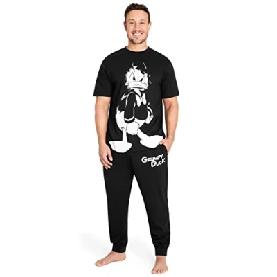 Afbeelding van Disney Herenpyjama, grappige pyjama voor heren, maat M 3XL, Grumpie, Donald Duck, Jack Skellington, zwart.