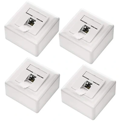 Afbeelding van deleyCON 4x CAT6 Universele Netwerkdoos 1x RJ45 Poort Afgeschermd Opbouw of Inbouw 1 Gigabit Ethernet Netwerk EIA/TIA 568A&amp;B Wit