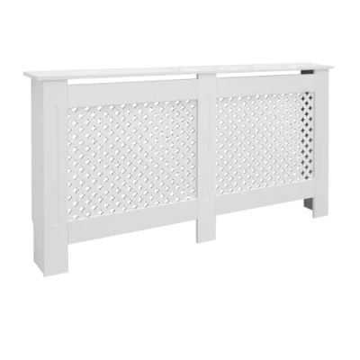 Afbeelding van Radiatorbekleding met honingraatmotief wit, 152x19x82 cm, vervaardigd van gelakt MDF