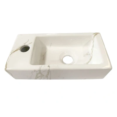 Afbeelding van Wiesbaden Rhea mini fontein links 36,5 x 18 9 cm keramiek carrara