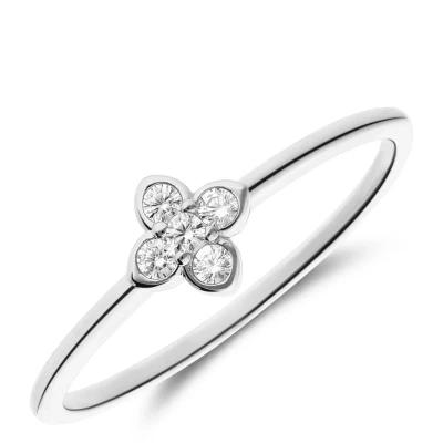 Afbeelding van Lucardi Dames Zilveren Ring klaver zirkonia 925 Zilver Zilverkleurig 18 / 57 mm
