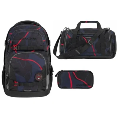 Afbeelding van Coocazoo schoolrugzakset PORTER Lava Lines, etui + sporttas