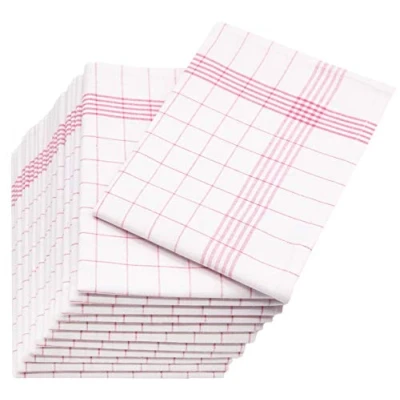 Afbeelding van Zollner set van 12 theedoeken halflinnen, 60x80 cm, rood