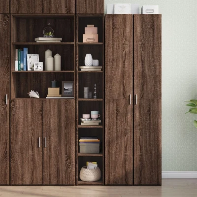 Afbeelding van Hoge kast 30x41x185 cm bewerkt hout bruin eikenkleurig
