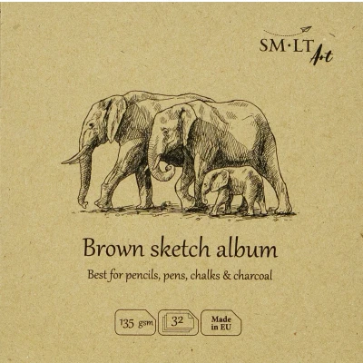 Afbeelding van SMLT Schetsboek Vierkant 14 cm 135gr 32 vel Bruin