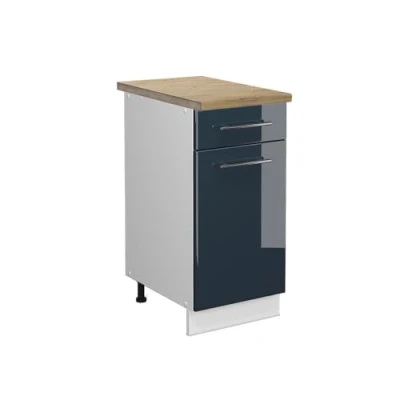 Afbeelding van Vicco Keukenonderkast Fame Line, Donkerblauw hoogglans/Wit, 40 cm , WB Eik