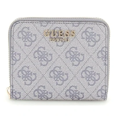 Afbeelding van GUESS portemonnee Katya SLG Small Zip Around Wallet Slate Logo blauwgrijs