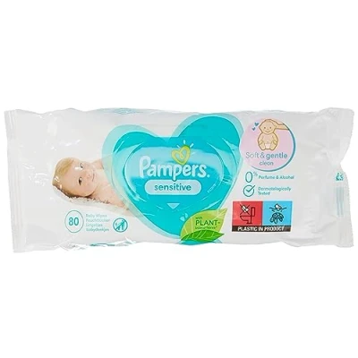 Afbeelding van 15x Pampers Sensitive Parfumvrij Babydoekjes 80 doekjes