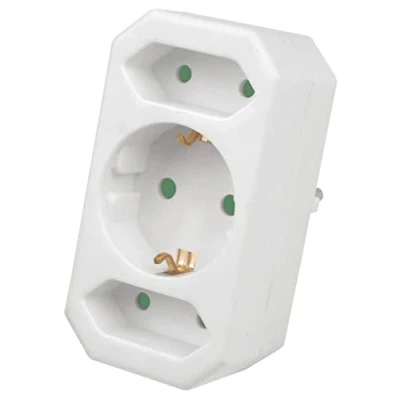 Afbeelding van Heitech stekkerdoos met 3 vakken, kinderbeveiliging, wandstopcontact, drievoudig, zonder schakelaar, draagvermogen tot 3500 W max.