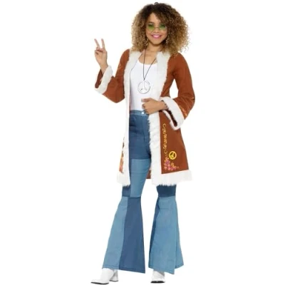 Afbeelding van SMIFFY&#039;S Bruine hippie jas voor dames L / XL