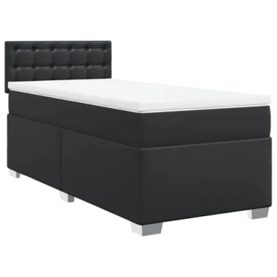 Afbeelding van vidaXL Boxspring met matras kunstleer zwart 100x200 cm