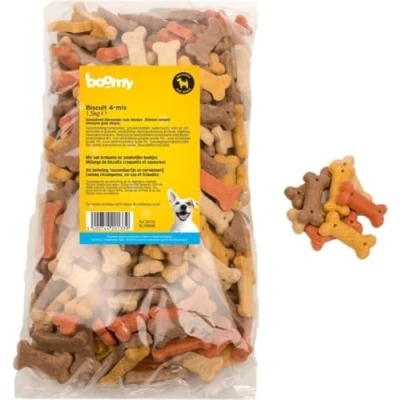 Afbeelding van Boomy Hondensnacks Hondensnoepjes Biscuit 4 mix 1,5kg