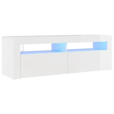 Image de vidaXL Meuble TV avec lumières LED blanc brillant 120x35x40 cm804379