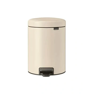 Image de Brabantia Poubelle à Pédale 5L NewIcon Petite pour Salle de Bain Couvercle Soft Close Légère Seau Intérieur Amovible Antidérapant Beige 21 x 28 29 cm