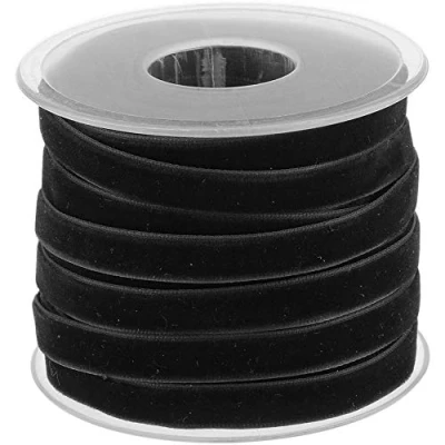 Afbeelding van POFET Rol fluwelen lint voor knutselen en decoreren, 18 m x 10 mm, zwart