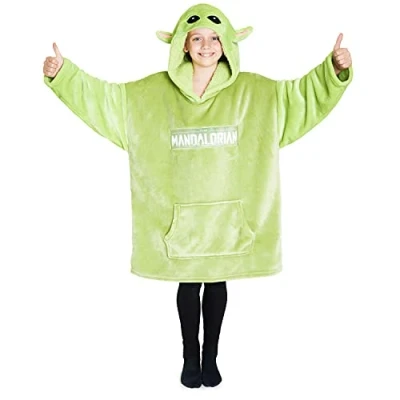 Afbeelding van Disney The Mandalorian Kinderhoodie oversized plaid van fleece Baby Yoda, Groen