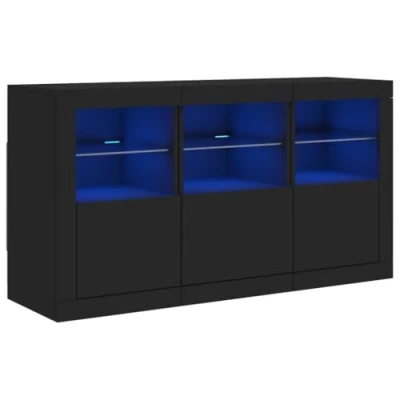 Image de vidaXL Buffet avec lumières LED noir 123x37x67 cm3209059